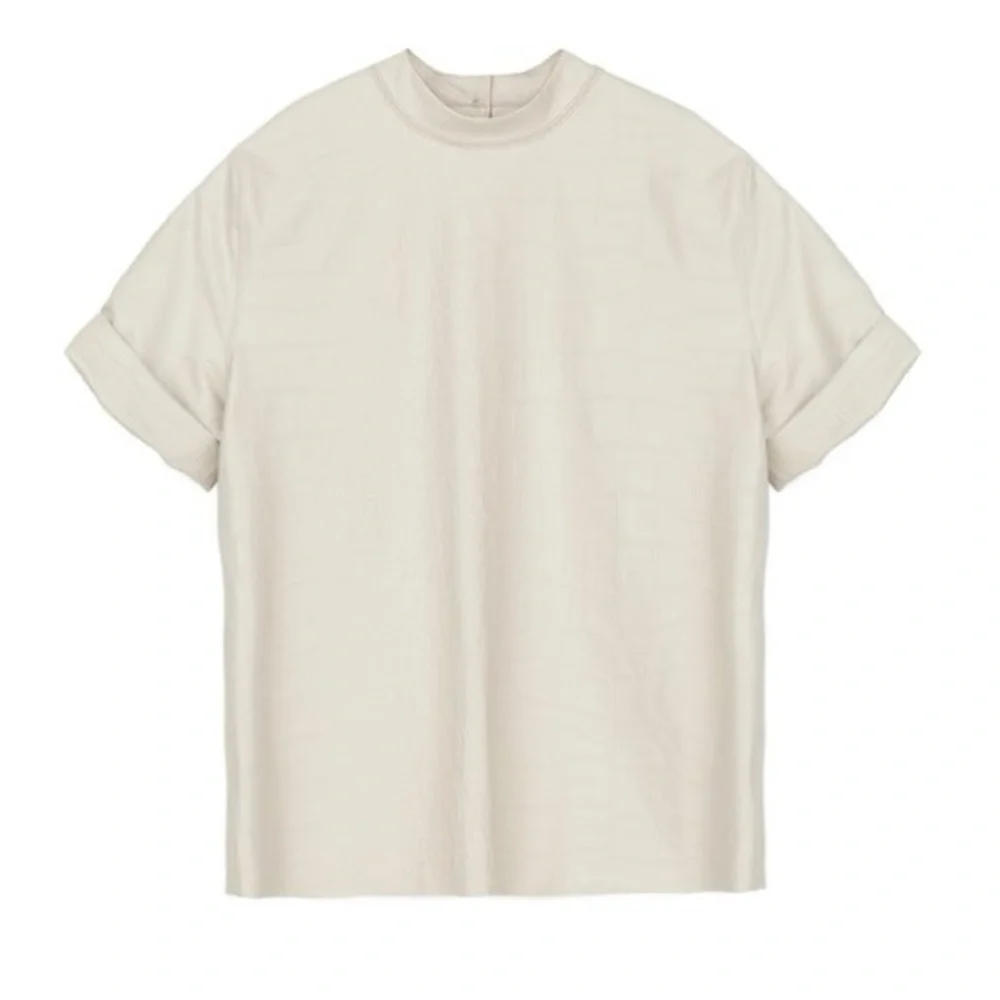 NANUSHKA Kaden Vegan Leather Tee Cream Short Sleeve Top
